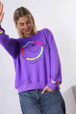 Bluza emotka Smile – Fiolet, UNI