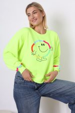 Bluza emotka Smile – neon żółty, UNI