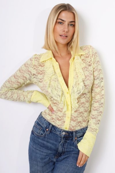 Body koronkowe – Żółty, M/L