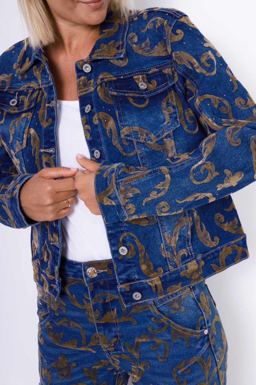 Katana jeans ornamenty – Beż, M