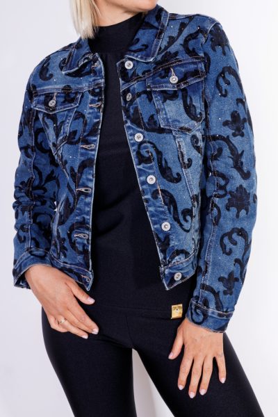 Katana jeans ornamenty – Czarny, S