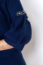 Komplet dzianina rękaw kwiatki – Granat, UNI