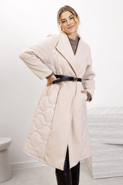 Płaszcz prążek pikowany tył – Beż, UNI