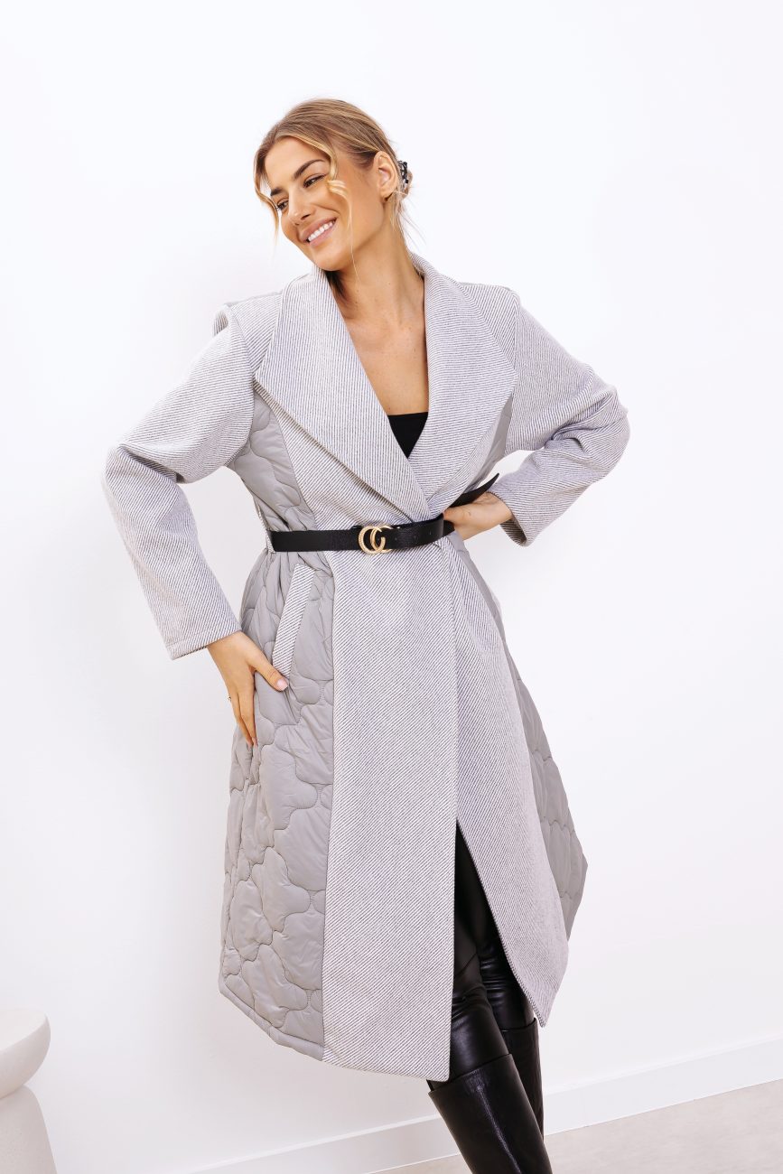 Płaszcz prążek pikowany tył – Szary, UNI