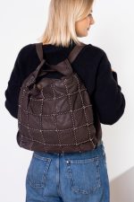 Plecakotorba wyszywane kwadraty – Czekolada, Duży