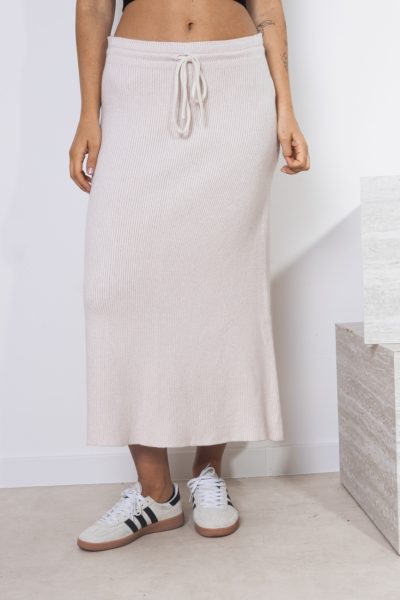 Spódnica dzianina rozkloszowana – Beż, UNI