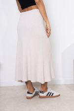 Spódnica dzianina rozkloszowana – Beż, UNI