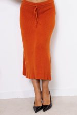Spódnica dzianina rozkloszowana – Cegła, UNI