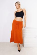 Spódnica dzianina rozkloszowana – Cegła, UNI