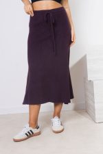 Spódnica dzianina rozkloszowana – Śliwka, UNI