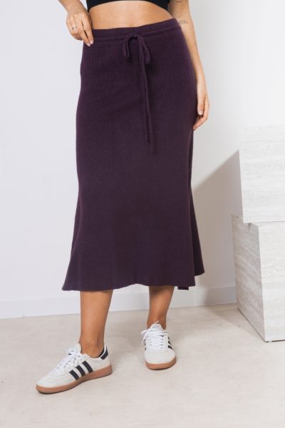Spódnica dzianina rozkloszowana – Śliwka, UNI