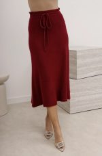 Spódnica dzianina rozkloszowana – Wino, UNI