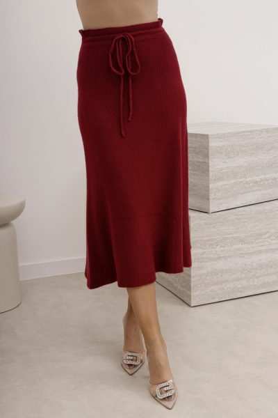 Spódnica dzianina rozkloszowana – Wino, UNI