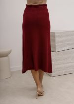 Spódnica dzianina rozkloszowana – Wino, UNI
