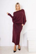 Spódnica dzianinowa długa – UNI, Bordo