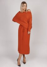 Spódnica dzianinowa długa – UNI, Cegła