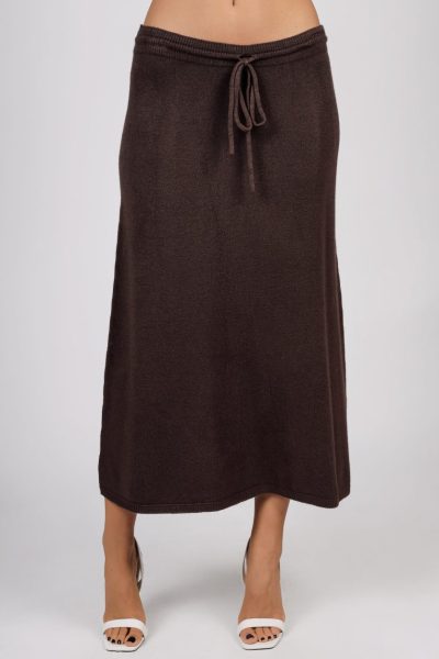 Spódnica dzianinowa długa – UNI, Czekolada