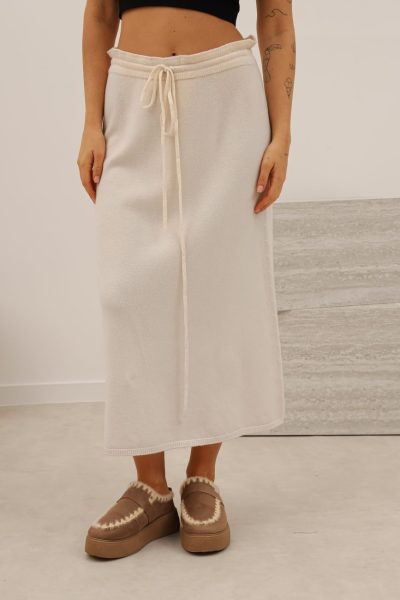 Spódnica dzianinowa długa – UNI, Jasny beż