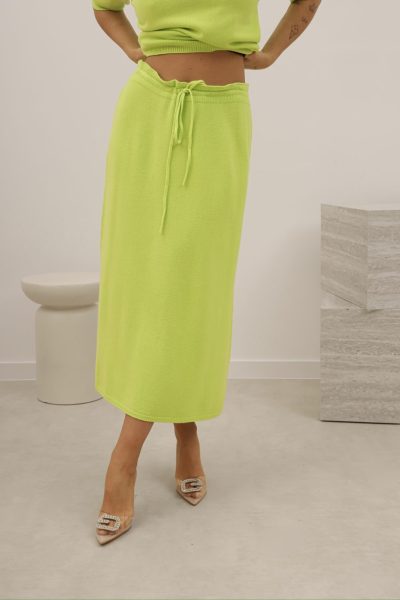 Spódnica dzianinowa długa – UNI, Limonka