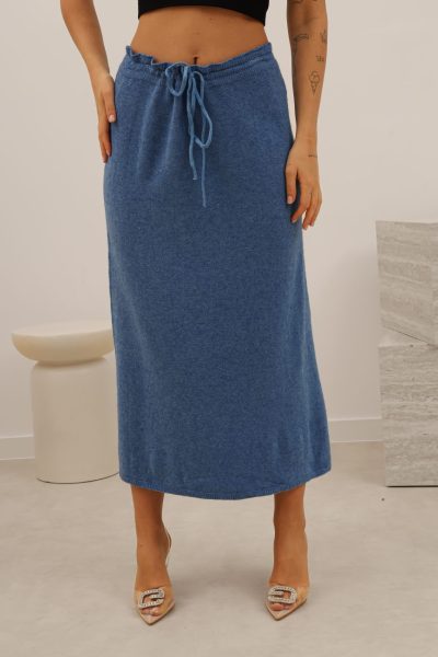 Spódnica dzianinowa długa – UNI, Niebieski