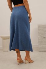 Spódnica dzianinowa długa – UNI, Niebieski