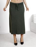 Spódnica dzianinowa długa – UNI, Oliwka