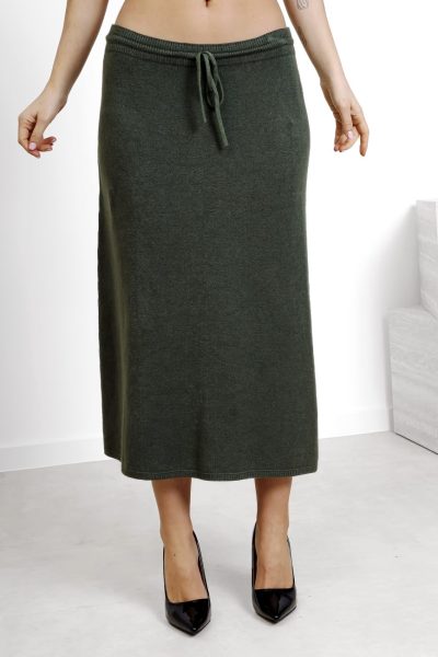 Spódnica dzianinowa długa – UNI, Oliwka