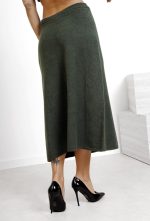 Spódnica dzianinowa długa – UNI, Oliwka