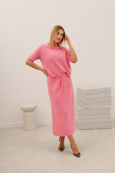 Spódnica dzianinowa długa – UNI, Różowy