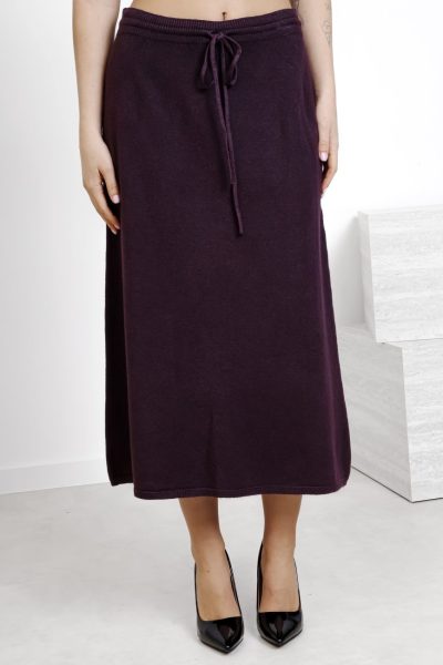 Spódnica dzianinowa długa – UNI, Śliwka