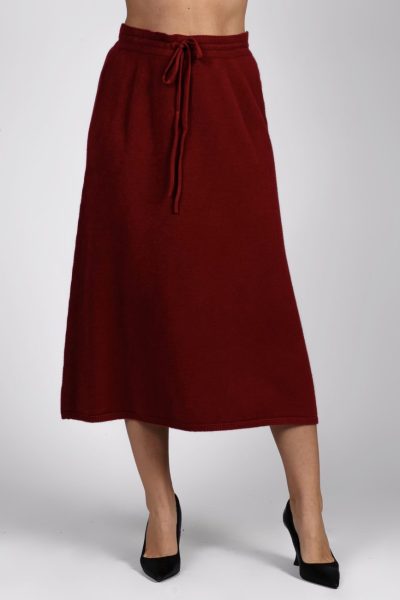 Spódnica dzianinowa długa – UNI, Wino