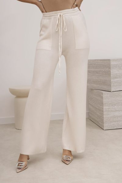 Spodnie dzianina – Ecru, UNI