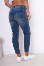 Spodnie jeans ornamenty – Beż, M