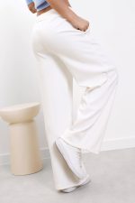 Spodnie szeroka nogawka na polarze – Biały, UNI