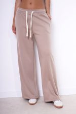 Spodnie szeroka nogawka na polarze – Camelowy, UNI