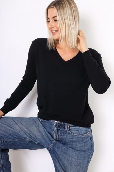 Sweter basic serek – Czarny, UNI