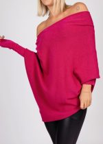 Sweter dzianina asymetryczny – Amarant, UNI