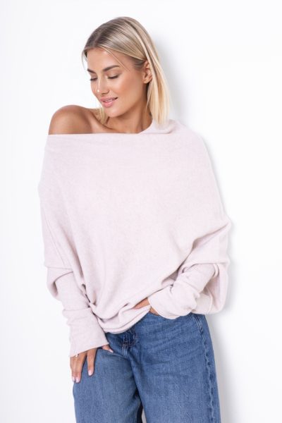 Sweter dzianina asymetryczny – Beż, UNI