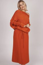 Sweter dzianina asymetryczny – Cegła, UNI