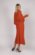 Sweter dzianina asymetryczny – Cegła, UNI