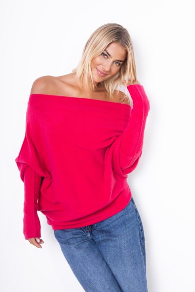 Sweter dzianina asymetryczny – Malina, UNI