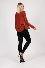 Sweter dzianina asymetryczny – Wino, UNI