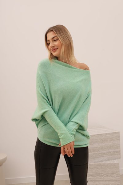 Sweter krzywy – Miętowy, UNI