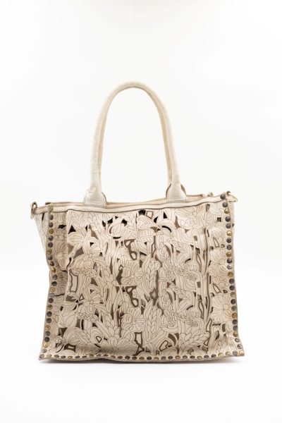 Torba wycinane kwiaty – Beż, Duży