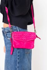 Torebka mała pleciona klapka – Fuksja, Mały