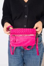 Torebka mała pleciona klapka – Fuksja, Mały