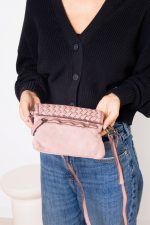 Torebka mała pleciona klapka – Puder, Mały