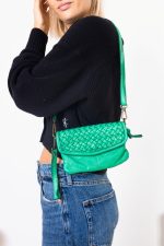 Torebka mała pleciona klapka – Zielony, Mały