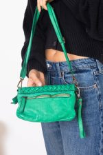 Torebka mała pleciona klapka – Zielony, Mały