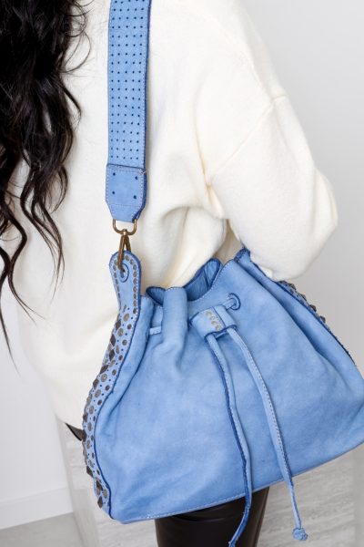 Torebka worek bok ćwieki – Niebieski, Mały